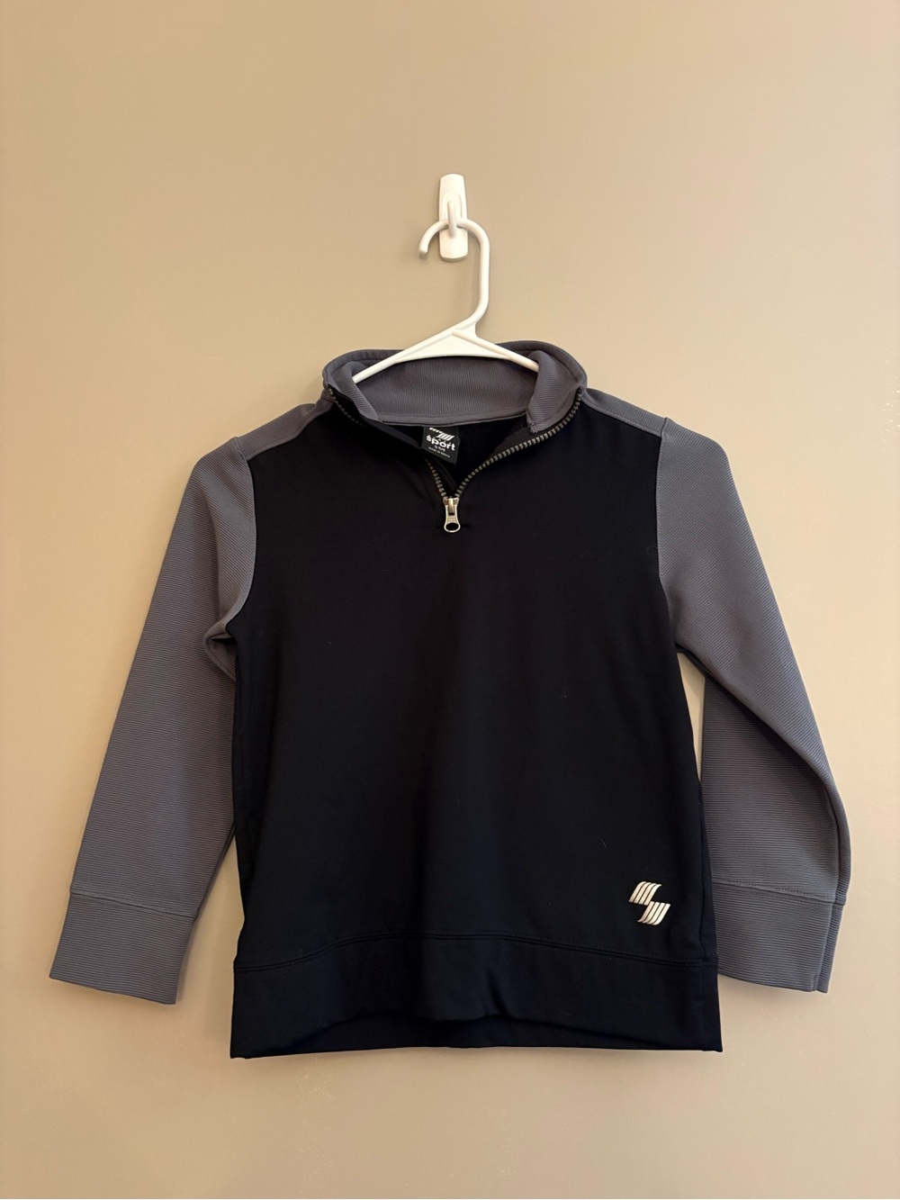 Black and gray boys quarter zip sweatshirt